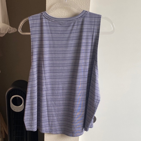 Athleta Women's Navy Striped Muscle Tee - Picture 6 of 6